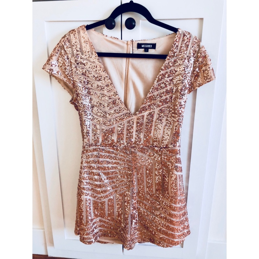 Missguided Gold Sequined Short Romper ✨